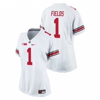 Women's Ohio State Buckeyes Justin Fields #1 White Game College Football Jersey