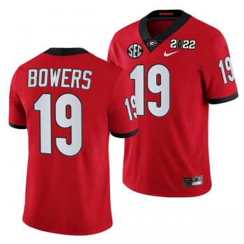 Men's Georgia Bulldogs #19 Brock Bowers 2022 Patch Red College Football Stitched Jersey