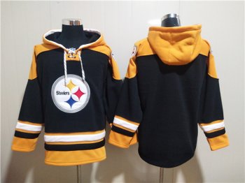 Men's Pittsburgh Steelers Bank Black Ageless Must-Have Lace-Up Pullover Hoodie