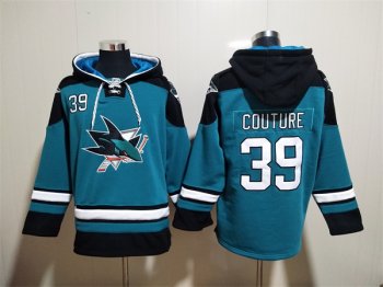 Men's San Jose Sharks #39 Logan Couture Teal Ageless Must-Have Lace-Up Pullover Hoodie