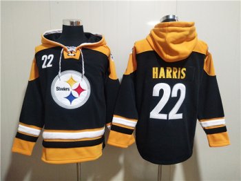 Men's Pittsburgh Steelers #22 Najee Harris Black Ageless Must-Have Lace-Up Pullover Hoodie