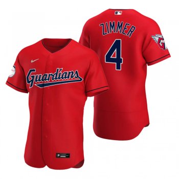 Men's Cleveland Guardians Bradley Zimmer Red Authentic Alternate Jersey