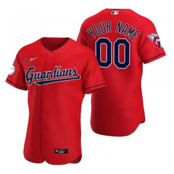 Men's Cleveland Guardians Custom Red Authentic Alternate Jersey