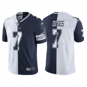 NFL Cowboys 7 Trevon Diggs White And Blue Split Limited Men Jersey