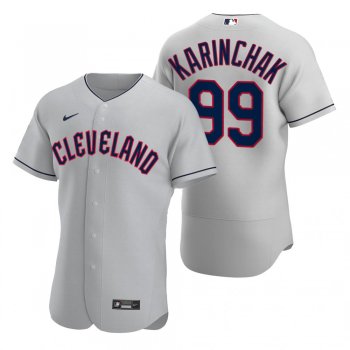 Men's Cleveland Guardians James Karinchak Gray 2022 Authentic Road Jersey