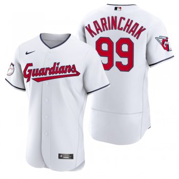 Men's Cleveland Guardians James Karinchak White 2022 Authentic Home Jersey