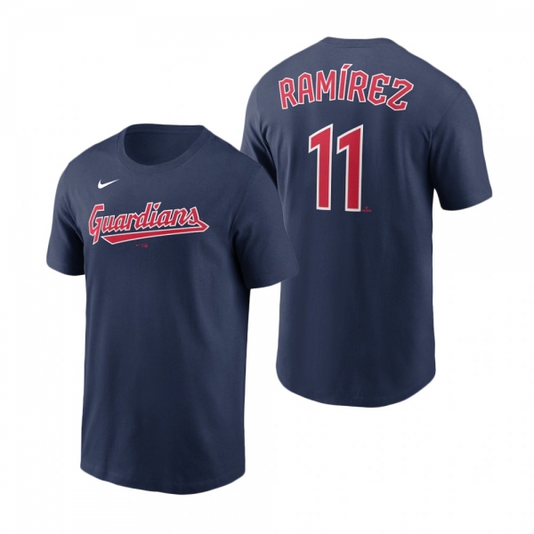 Cleveland Guardians Jose Ramirez Navy Name & Number T-Shirt