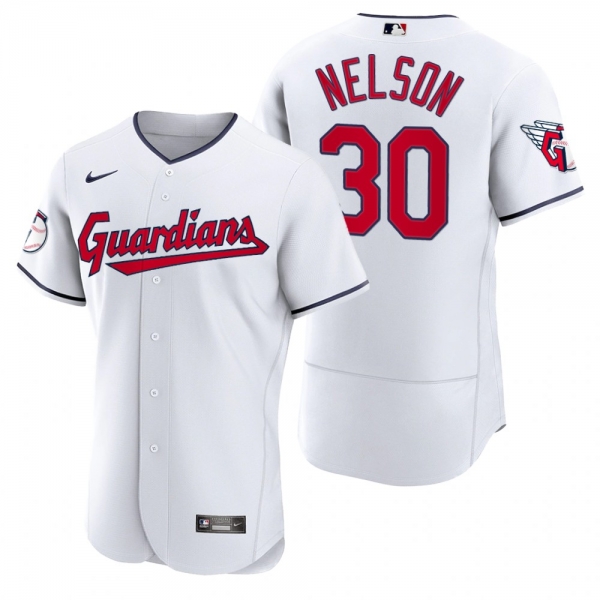 Men's Cleveland Guardians Kyle Nelson White Authentic Home Jersey