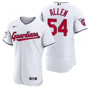 Men's Cleveland Guardians Logan Allen White Authentic Home Jersey