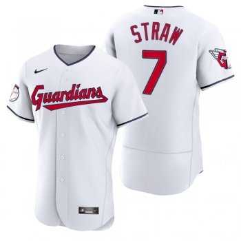 Men's Cleveland Guardians Myles Straw White Authentic Home Jersey