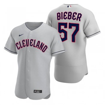 Men's Cleveland Guardians Shane Bieber Gray 2022 Authentic Road Jersey