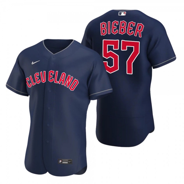 Men's Cleveland Guardians Shane Bieber Navy Authentic Alternate Jersey