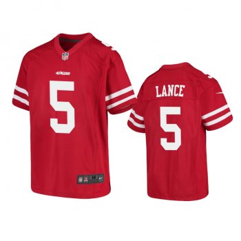 Youth 49ers Trey Lance Scarlet Game Jersey