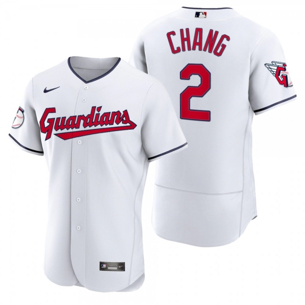 Men's Cleveland Guardians Yu Chang White Authentic Home Jersey