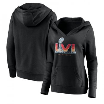 Women's Super Bowl LVI Fanatics Branded High Logo V-Neck Pullover Hoodie - Black