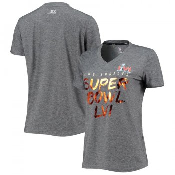 Women's Super Bowl LVI MSX by Michael StrahanNadia Tri-Blend V-Neck T-Shirt - Heathered Charcoal