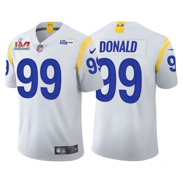 Los Angeles Rams 99 Aaron Donald 2021-22 SoFi Stadium Super Bowl LVI White Jersey Limited