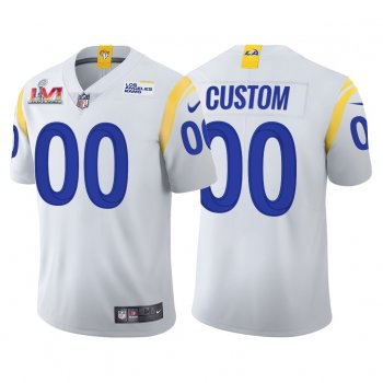 Los Angeles Rams 00 Custom 2021-22 SoFi Stadium Super Bowl LVI White Jersey Limited