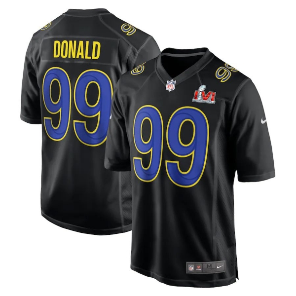 Men's Los Angeles Rams Aaron Donald Nike Black Super Bowl LVI Bound Game Fashion Jersey