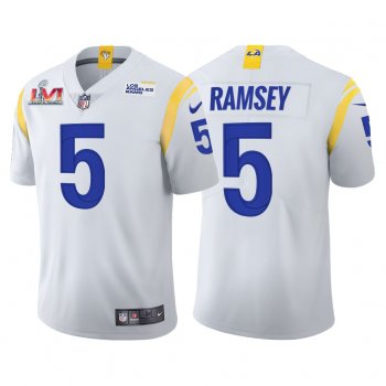 Los Angeles Rams 5 Jalen Ramsey 2021-22 SoFi Stadium Super Bowl LVI White Jersey Limited