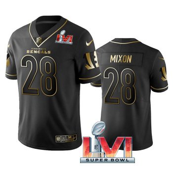 Joe Mixon Cincinnati Bengals Black Golden 2022 Super Bowl LVI Vapor Limited Stitched Jersey For Men