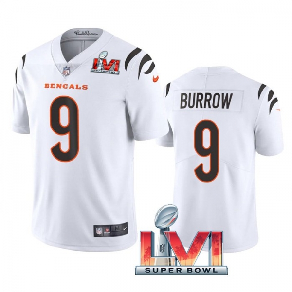 Joe Burrow Cincinnati Bengals White 2022 Super Bowl LVI Vapor Limited Stitched Jersey For Men