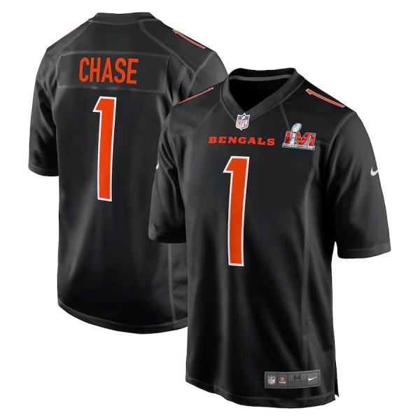 Men's Cincinnati Bengals Ja'Marr Chase Nike Black Super Bowl LVI Bound Game Fashion Jersey