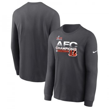 Men's Cincinnati Bengals Nike Anthracite 2021 AFC Champions Locker Room Trophy Collection Long Sleeve T-Shirt