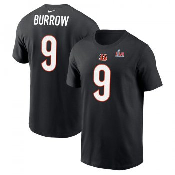 Men's Cincinnati Bengals Joe Burrow Nike Black Super Bowl LVI Bound Name & Number T-Shirt