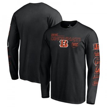 Men's Cincinnati Bengals Fanatics Branded Black Super Bowl LVI Bound Hollywood Action Long Sleeve T-Shirt