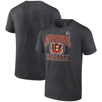 Men's Cincinnati Bengals Fanatics Branded Heathered Charcoal Super Bowl LVI Bound Retro Tri-Blend T-Shirt