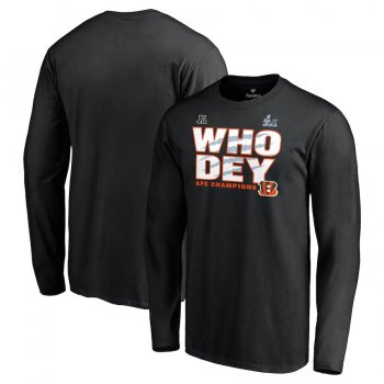 Men's Cincinnati Bengals Fanatics Branded Black 2021 AFC Champions Hometown Long Sleeve T-Shirt