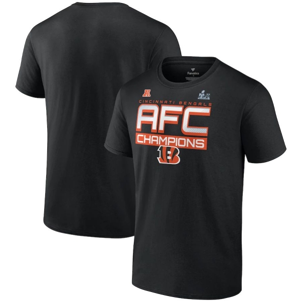 Men's Cincinnati Bengals Fanatics Branded Black 2021 AFC Champions Iconic Slant T-Shirt