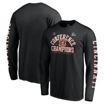 Men's Cincinnati Bengals Fanatics Branded Black 2021 AFC Champions Vintage Long Sleeve T-Shirt