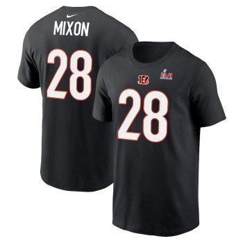 Men's Cincinnati Bengals Joe Mixon Nike Black Super Bowl LVI Bound Name & Number T-Shirt