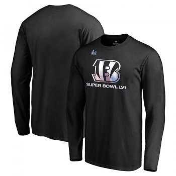 Men's Cincinnati Bengals Fanatics Branded Black Super Bowl LVI Bound Shimmer Long Sleeve T-Shirt