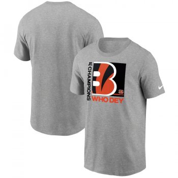 Men's Cincinnati Bengals Nike Heathered Charcoal 2021 AFC Champions Team Slogan T-Shirt