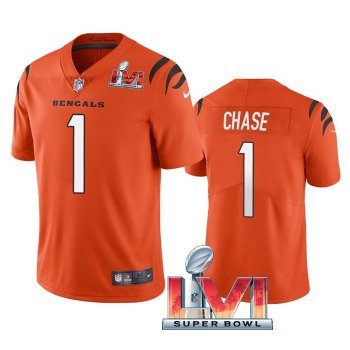 Ja'Marr Chase Cincinnati Bengals Orange 2022 Super Bowl LVI Vapor Limited Stitched Jersey For Men