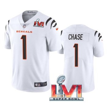 Ja'Marr Chase Cincinnati Bengals White 2022 Super Bowl LVI Vapor Limited Stitched Jersey For Men