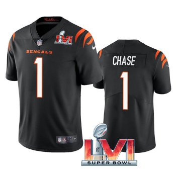 Ja'Marr Chase Cincinnati Bengals Black 2022 Super Bowl LVI Vapor Limited Stitched Jersey For Men