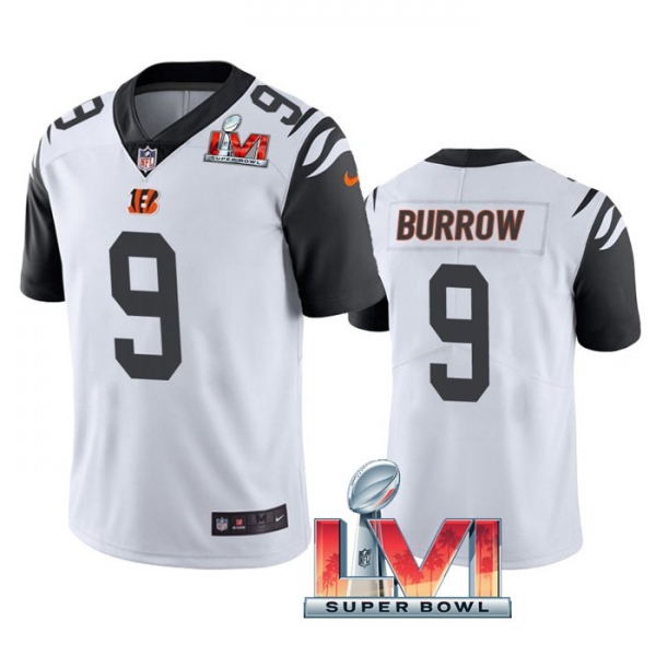 Joe Burrow Cincinnati Bengals White 2022 Super Bowl LVI Color Rush Limited Stitched Jersey For Men