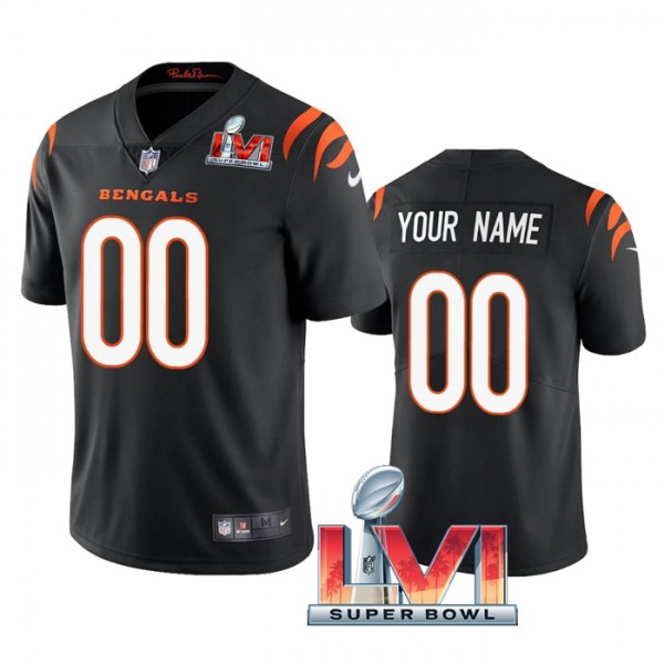 Custom Cincinnati Bengals Black 2022 Super Bowl LVI Vapor Limited Stitched Jersey For Men