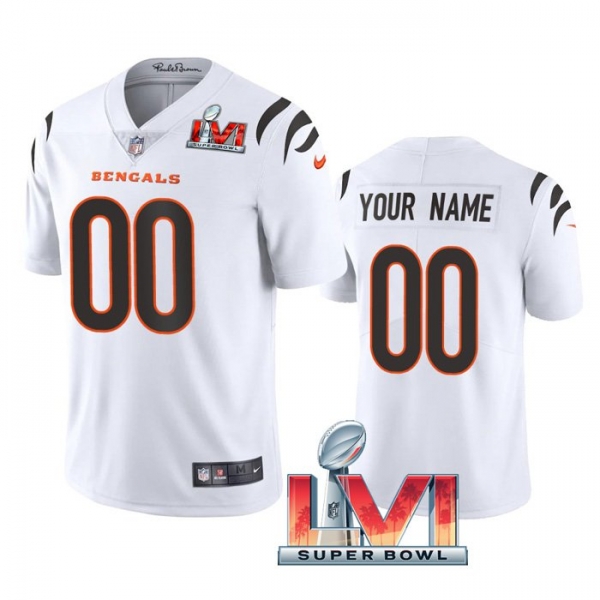 Custom Cincinnati Bengals White 2022 Super Bowl LVI Vapor Limited Stitched Jersey For Men