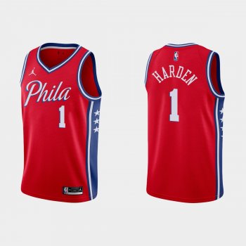 Philadelphia 76ers James Harden #1 Red Statement Edition Jersey Swingman