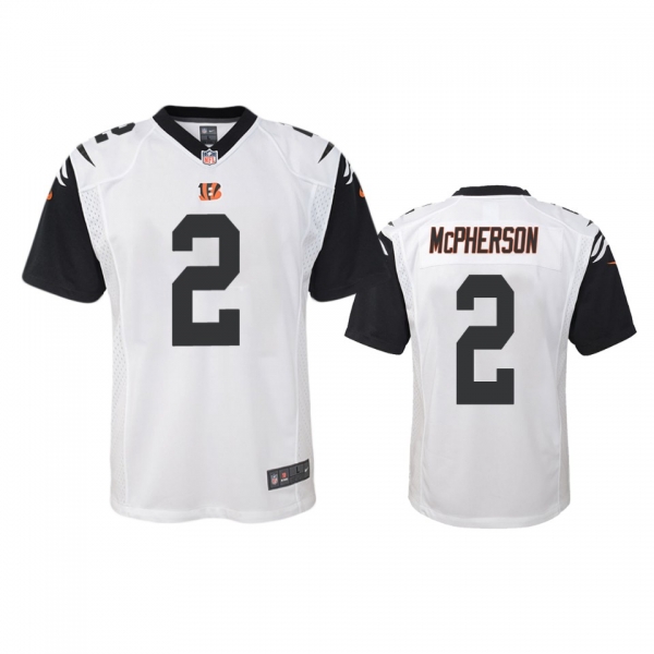 Youth Cincinnati Bengals Evan McPherson White Color Rush Game Jersey