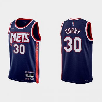 Youth Brooklyn Nets #31 Seth Curry 75th Anniversary City Navy Jersey