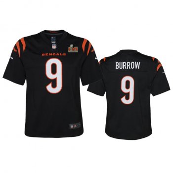 Youth Bengals Joe Burrow Black Super Bowl LVI Game Jersey