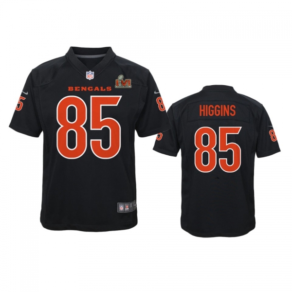 Youth Bengals Tee Higgins Black Super Bowl LVI Game Fashion Jersey