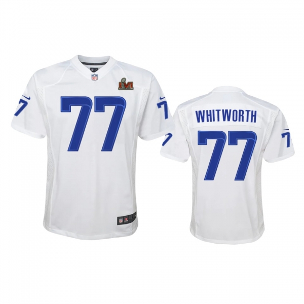 Youth Rams Andrew Whitworth White Super Bowl LVI Game Fashion Jersey