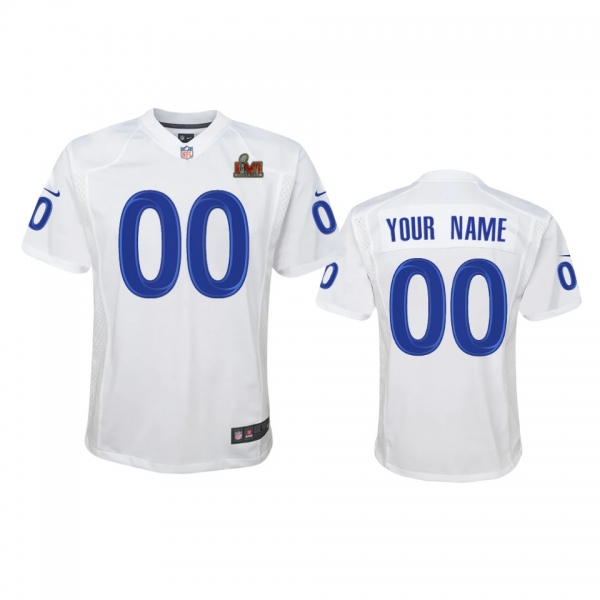 Youth Rams Custom White Super Bowl LVI Game Fashion Jersey